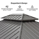 PURPLE LEAF Terrassenpavillon für den Garten | Hardtop mit verzinktem Stahlrahmen und Lichterkette | Arktis Grau