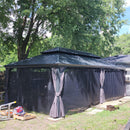 PURPLE LEAF Terrassen-Pavillon in Grau wetterfest mit Hardtop-Dach aus verzinktem Stahl, milchweiße Lichterkette