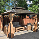 PURPLE LEAF Alu Pavillon Wasserdicht Stabil Winterfest Gartenpavillon mit Moskitonetz Hardtop Pavillon mit Stahldach, Bronze