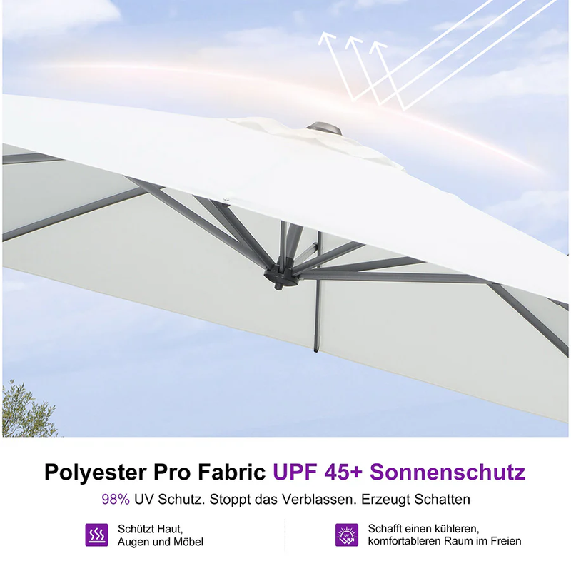 PURPLE LEAF Sonnenschirm Groß Ampelschirm mit Kurbel 360-Grad Drehbar mit Schirmständer