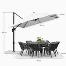 PURPLE LEAF Sonnenschirm Groß Ampelschirm mit Kurbel 360-Grad Drehbar mit Schirmständer