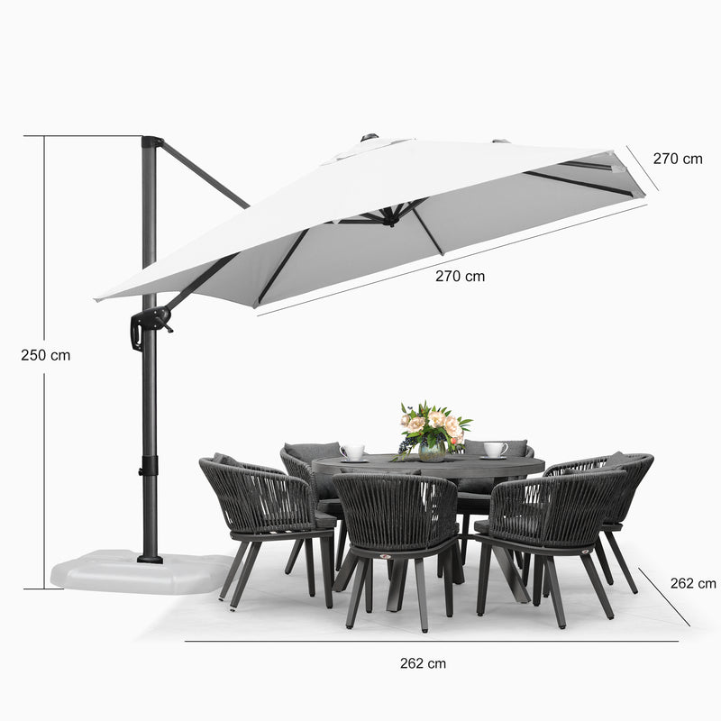 PURPLE LEAF Sonnenschirm Groß Ampelschirm mit Kurbel 360-Grad Drehbar mit Schirmständer