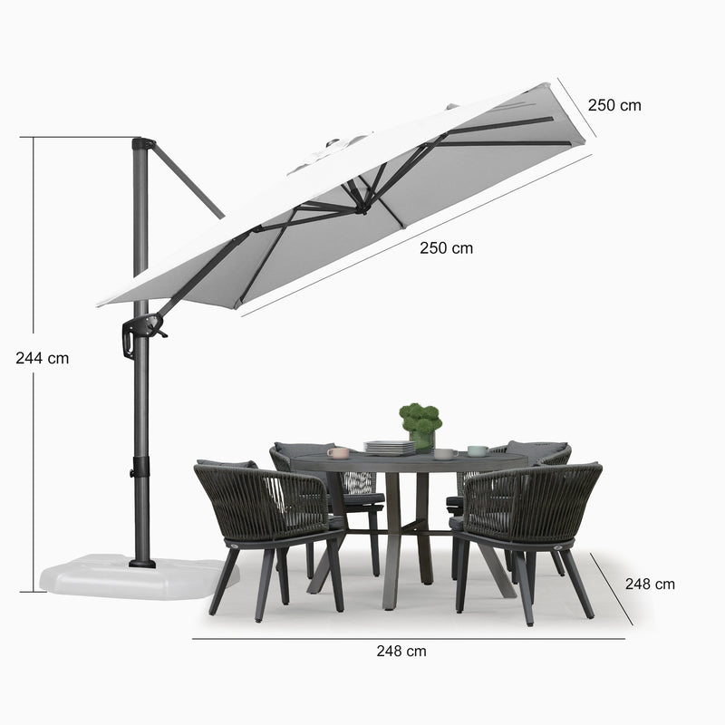 PURPLE LEAF Sonnenschirm Groß Ampelschirm mit Kurbel 360-Grad Drehbar mit Schirmständer