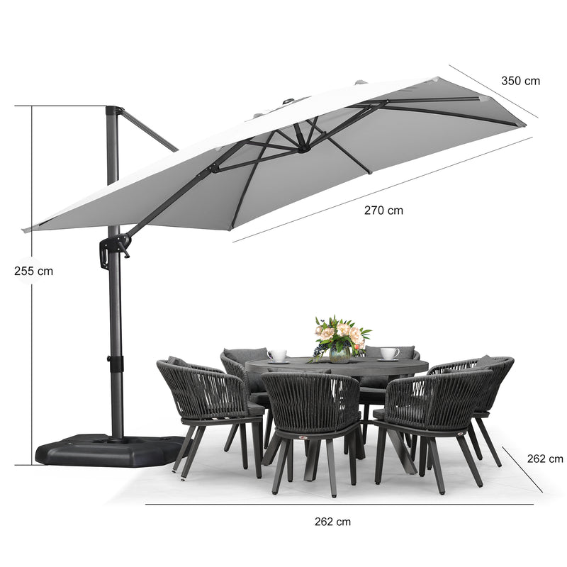 PURPLE LEAF Sonnenschirm Groß Ampelschirm mit Kurbel 360-Grad Drehbar mit Schirmständer