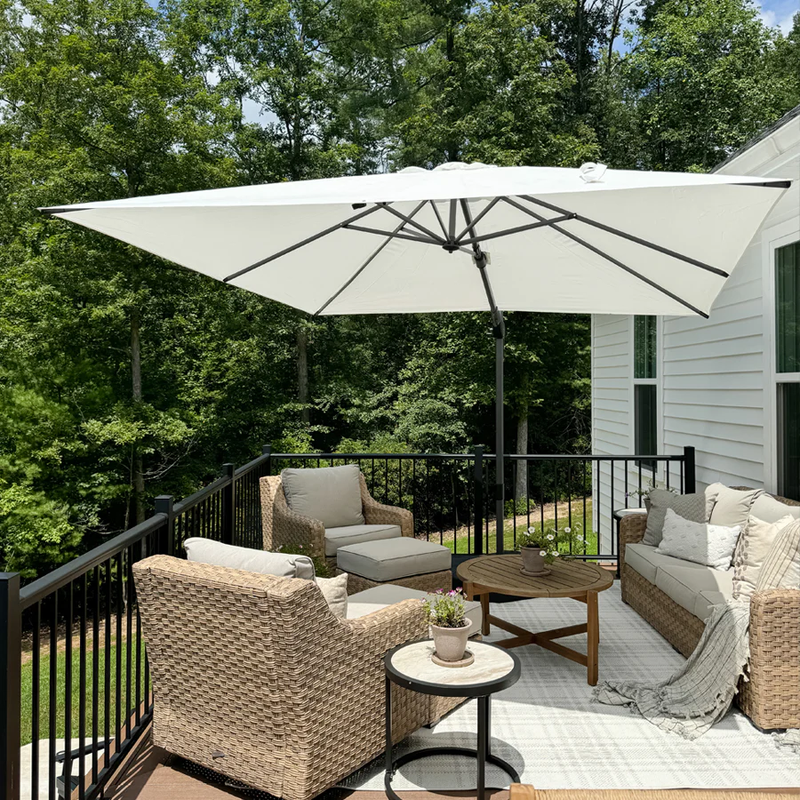 PURPLE LEAF Sonnenschirm Groß Ampelschirm mit Kurbel 360-Grad Drehbar mit Schirmständer