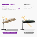 PURPLE LEAF Deluxe - Aluminium Outdoor Patio-Sonnenschirm Quadratisch mit Schirmständer Edel, windfest und vielseitig einstellbar