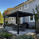 PURPLE LEAF Lamellen Pergola Outdoor Aluminium Pergola mit Verstellbarem Lamellendach und milchigen Glühbirnen für Terrasse und Garten Anthrazit