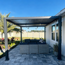 PURPLE LEAF Lamellen Pergola Outdoor Aluminium Pergola mit Verstellbarem Lamellendach und milchigen Glühbirnen für Terrasse und Garten Anthrazit