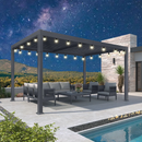 PURPLE LEAF Lamellen Pergola Outdoor Aluminium Pergola mit Verstellbarem Lamellendach und klaren Glühbirnen für Terrasse und Garten Anthrazit