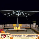 PURPLE LEAF Sonnenschirm Balkon Ampelschirm Drehbar Neigbar Kippbar Marktschirm Groß 360°Rotation, mit LED