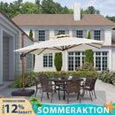 PURPLE LEAF Garten Sonnenschirm, quadratischer Alu Holzoptik Ampelschirm Überhang mit Kurbelgriff und Neigung für Balkon