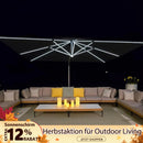 PURPLE LEAF Sonnenschirm Balkon Ampelschirm Drehbar Neigbar Kippbar Marktschirm Groß 360°Rotation, mit LED