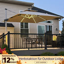 PURPLE LEAF Sonnenschirm Balkon Ampelschirm Drehbar Neigbar Kippbar Marktschirm Groß 360°Rotation, mit LED