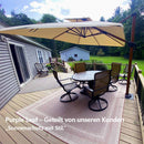 PURPLE LEAF Garten Sonnenschirm, quadratischer Alu Holzoptik Ampelschirm Überhang mit Kurbelgriff und Neigung für Balkon