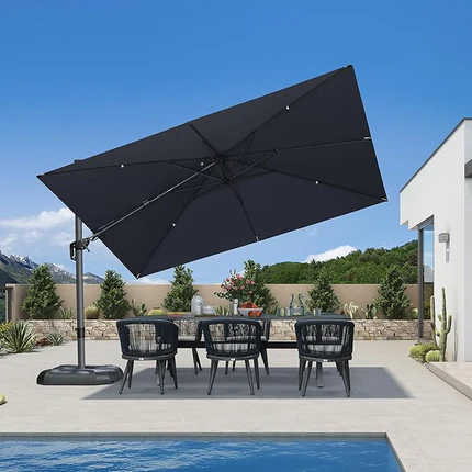 PURPLE LEAF Quadratische und Rechteckige Sonnenschirme mit Drehfunktion und Schirmständer