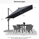 PURPLE LEAF Eingangsstil LED Ampelschirm mit Kurbel 360-Grad Drehbar mit Fußpedal und Kreuzsockel für Terrasse, Balkon Sonnenschutz