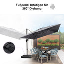 PURPLE LEAF Sonnenschirm Groß Ampelschirm mit Kurbel 360-Grad Drehbar mit Fußpedal für Terrasse, Balkon Sonnenschutz
