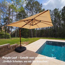 PURPLE LEAF Garten Sonnenschirm, quadratischer Alu Holzoptik Ampelschirm Überhang mit Kurbelgriff und Neigung für Balkon