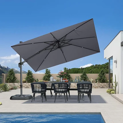 PURPLE LEAF Quadratische und Rechteckige Sonnenschirme mit Drehfunktion und Schirmständer