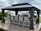 PURPLE LEAF Graues Hardtop-Pavillon mit strapazierfähigem verzinktem Stahl-Dach in Doppeldach-Ausführung mit Netz und Vorhängen