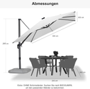 PURPLE LEAF Eingangsstil LED Ampelschirm mit Kurbel 360-Grad Drehbar mit Fußpedal und Kreuzsockel für Terrasse, Balkon Sonnenschutz