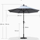 PURPLE LEAF Mittelstock-Sonnenschirm mit Kurbel & Neigungsfunktion – ideal für Terrasse und Garten
