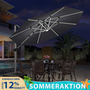 PURPLE LEAF runden Sonnenschirm mit Led Solar Beleuchtung Ampelschirm Gartenschirm Terrassenschirm mit Kurbel, 360°Rotation