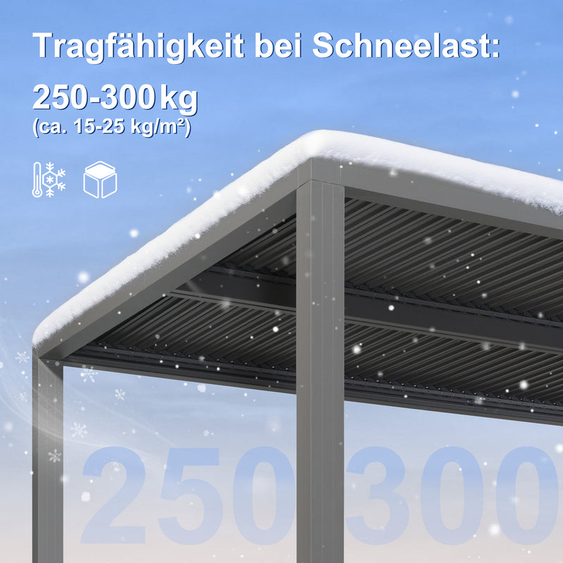 PURPLE LEAF Lamellen Pergola Outdoor Aluminium Pergola Freistehend Pergola mit Lamellendach Einstellbar Hardtop Pavillon,mit Geeignet für Garten Terrasse Hinterhof,Grau