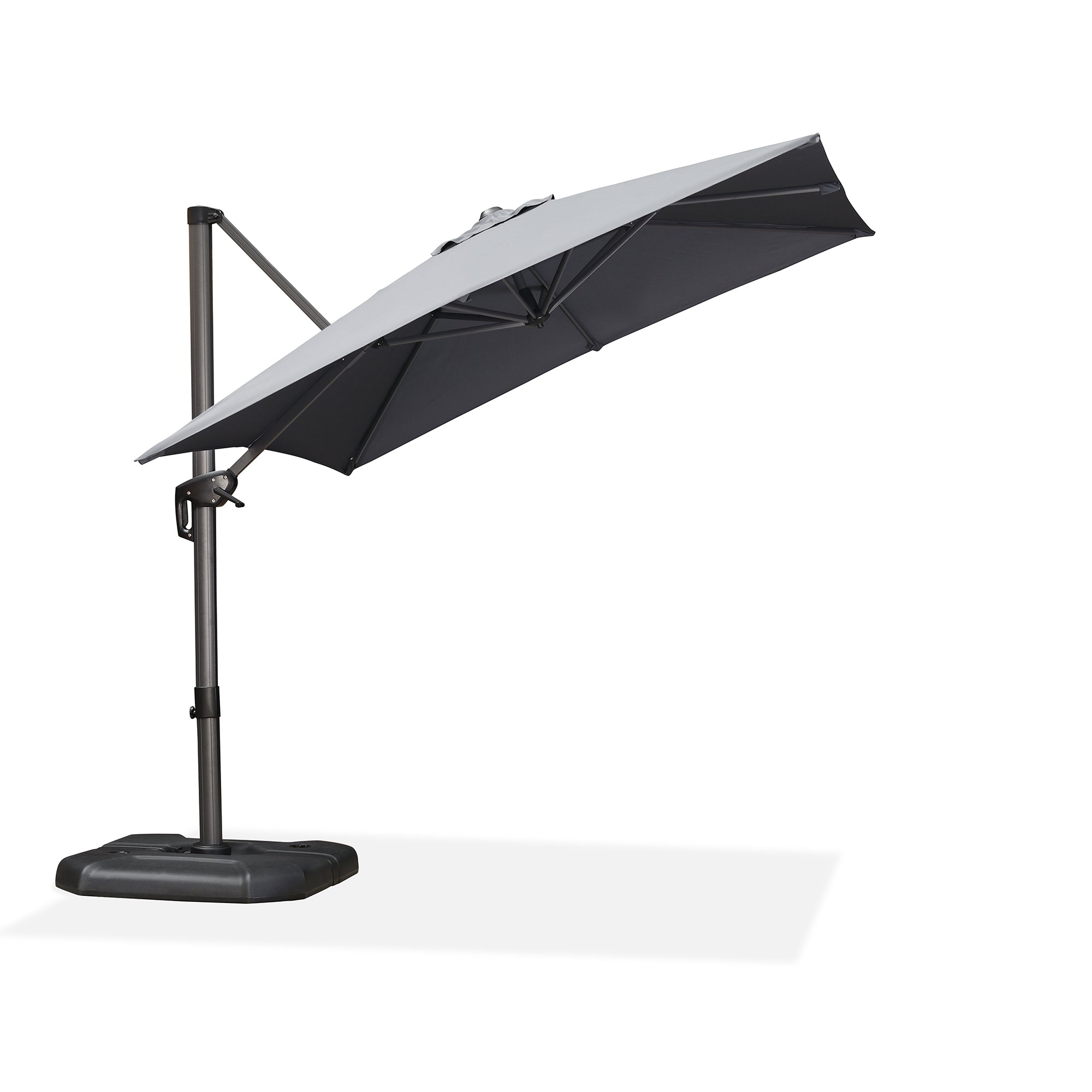 PURPLE LEAF Sonnenschirm Groß Ampelschirm mit Kurbel 360-Grad Drehbar mit Fußpedal für Terrasse, Balkon Sonnenschutz