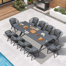 PURPLE LEAF  Gartenmöbel set 7/11-teiliges Outdoor Balkonmöbel  mit Tisch aus Aluminium und geflochtene Stühle, Grau