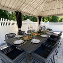 PURPLE LEAF Gartenmöbel-Set der Rivera-Serie, Terrassenmöbel aus Aluminium, Garten-Tisch und Stühle für den Außenbereich, wetterfestes PE-Rattan, Grau
