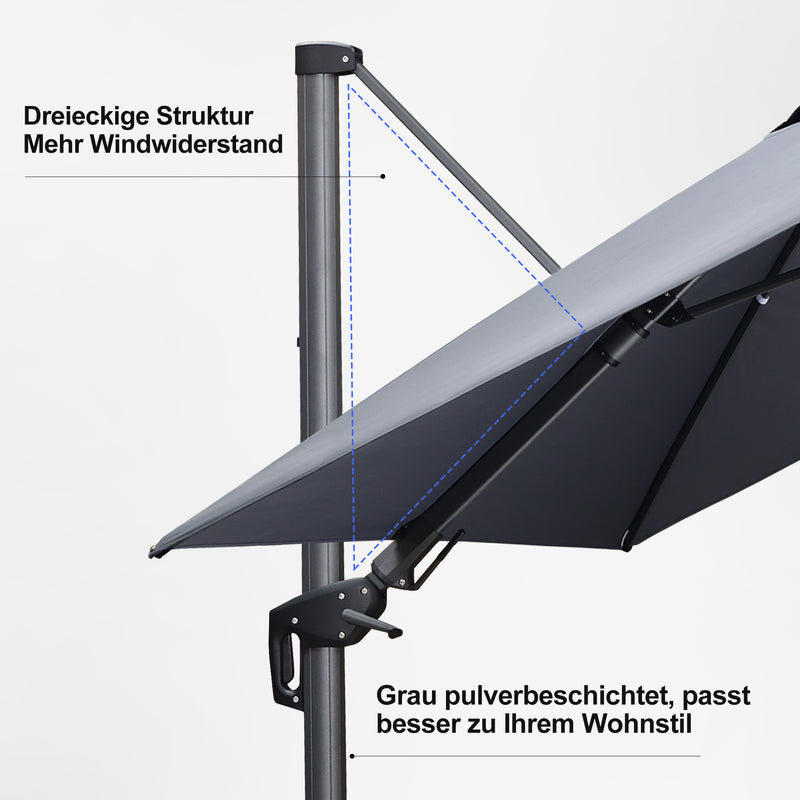 PURPLE LEAF Quadratische und Rechteckige Sonnenschirme mit Drehfunktion und Schirmständer