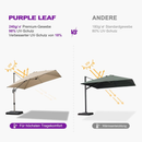 PURPLE LEAF Deluxe - Aluminium Outdoor Patio-Sonnenschirm Quadratisch  Edel, windfest und vielseitig einstellbar