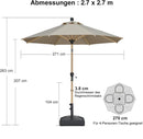 PURPLE LEAF Holzoptik Sonnenschirm Mittelsäulenschirm aus Aluminium Marktschirm für Balkon Market Garten
