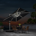 PURPLE LEAF Quadratischer Sonnenschirm mit LED-Solarbeleuchtung und Schirmständer