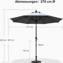 PURPLE LEAF Mittelstock-Sonnenschirm mit Kurbel & Neigungsfunktion – ideal für Terrasse und Garten