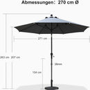 PURPLE LEAF Mittelstock-Sonnenschirm mit Kurbel & Neigungsfunktion – ideal für Terrasse und Garten
