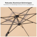 PURPLE LEAF Deluxe - Aluminium Outdoor Patio-Sonnenschirm Quadratisch  Edel, windfest und vielseitig einstellbar