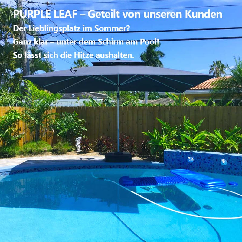 PURPLE LEAF rechteckiger Sonnenschirm mit Schirmständer ideal für Garten & Terrasse mit UV-Schutz