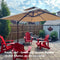 PURPLE LEAF Garten Sonnenschirm, quadratischer Alu Holzoptik Ampelschirm Überhang mit Kurbelgriff und Neigung für Balkon