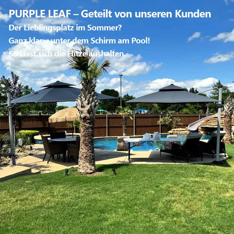 PURPLE LEAF Sonnenschirm Rechteckig Groß Stabil Marktschirm Groß 360°Rotation, Gartenschirm mit Kurbel