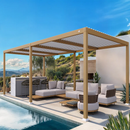 PURPLE LEAF Aluminium Pergola mit verstellbarem Lamellendach Pavillon Wasserdicht Winterfest Terrassenüberdachung Freistehend Holzoptik