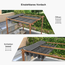 PURPLE LEAF Pergola Metall Holzoptik Garten Pavillon Aluminum Pergola Wasserdicht Sonnendach mit Schiebedach, Gartenpavillon Mit Markisenschutz milchweiße Lichterkette