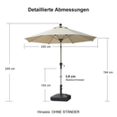 PURPLE LEAF Sonnenschirm Alu Gartenschirm mit Schirmständer, 30° Neigung, Terrassenschirm Tischschirm, Wasserdichter Mittelstockschirm für Garten & Markt