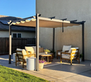PURPLE LEAF Pergola Metall Garten Pavillon Aluminium Gazebo Wasserdicht Stabil Winterfest Gartenpavillon Mit Sonnenschutz Überdachung -milchweiße Lichterkette