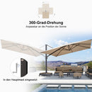 PURPLE LEAF Großer Outdoor-Alu-Sonnenschirm, Freischwebender Terrassenschirm mit Schirmständer