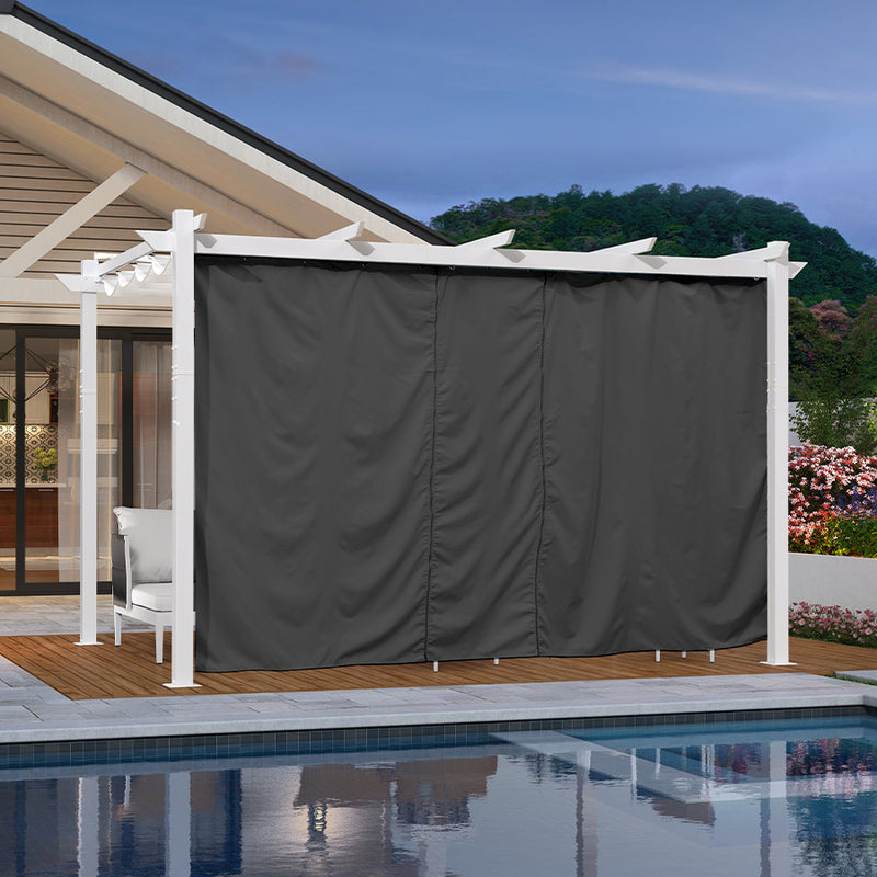 PURPLE LEAF Ausziehbare Outdoor Pergola mit Doppel-Sonnensege & Seitenschutzvorhängen  Weiße Aluminium-Pergola  Moderne Terrassen-Markise für Garten Hof&Terrasse kaki