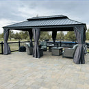 PURPLE LEAF Grau Alu Pavillon Wasserdicht Stabil Winterfest Wetterfest Gartenpavillon mit 4 Doppel Seitenteile Hardtop Pavillon mit Stahldach