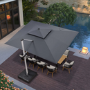 PURPLE LEAF klassisches Sonnenschirm Set – Ampelschirm mit Ständer und integrierter LED-Beleuchtung, 360° drehbar, mit Kurbel