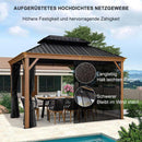 PURPLE LEAF Holzmaserung Pavillon Hardtop Wasserdichter Gartenpavillon mit Aluminium-Stahldach Holzoptik